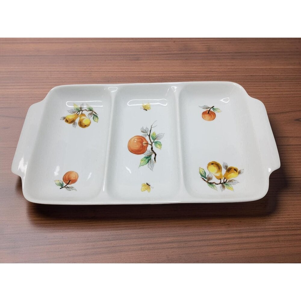 Vintage Andrea by Sadek Oven to Table cookware 8190 Ceramic Orchard Themed Divid